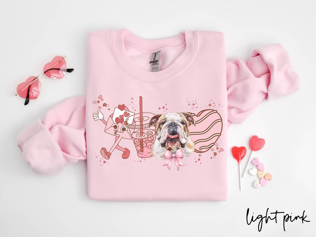 English Bulldog Dog Valentine39s Day Sweatshirt Valentines English Bulldog Gifts Dog Mom Crewneck Shirt Long Sleeve Sweatshirt – Bold Style · Great Gift For Fans