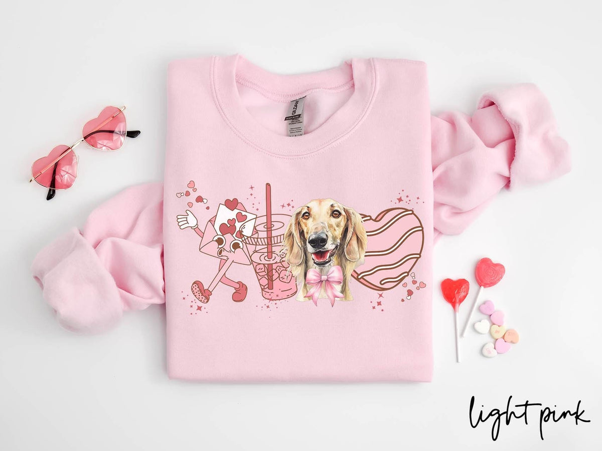 Saluki Dog Valentine39s Day Sweatshirt Valentines Saluki Gifts Dog Mom Crewneck Shirt Long Sleeve Sweatshirt – Bold Style · Trending Graphic Apparel