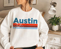 Austin Texas Sweatshirt Retro Bike Unisex Adult Crewneck Austin Sweatshirt Personalization Available Sweatshirt – Feel-Good Design · Perfect For Daily Wear