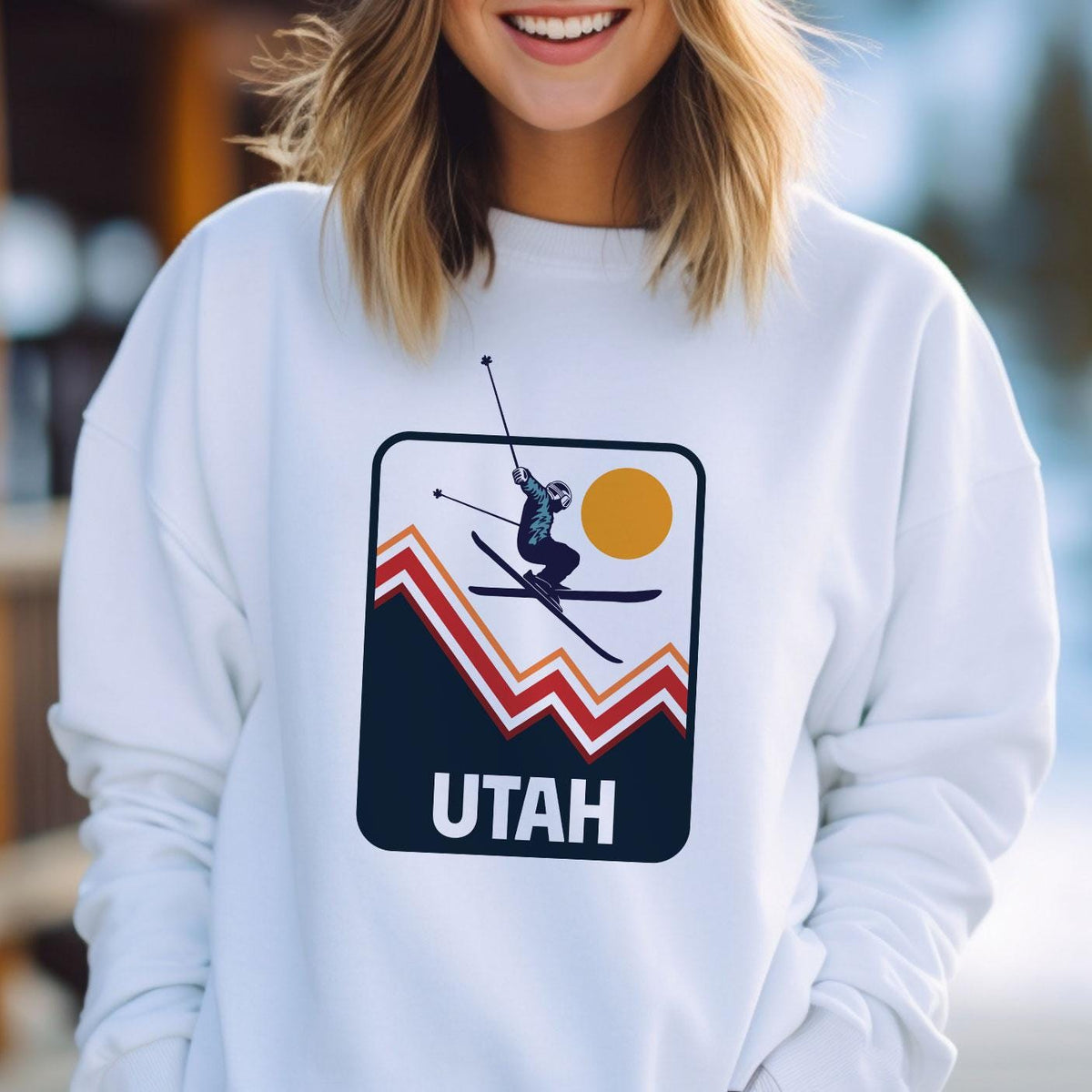 Utah Sweatshirt Unisex Snow Ski Jump Utah Sweatshirt Personalization Available Sweatshirt – Warm & Stylish · Top Pick For Any Outfit