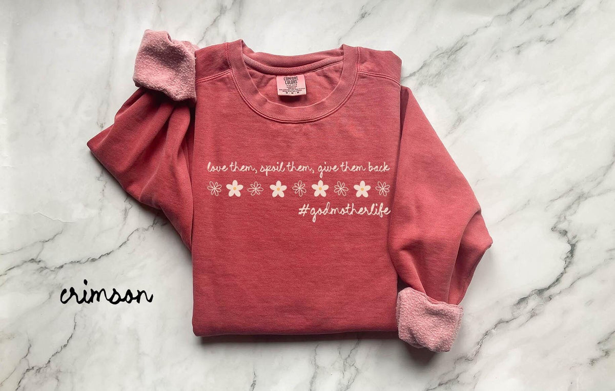 Godmother Sweatshirt Godmother Gifts Godmom Gifts Daisy Crewneck Shirt for Women Long Sleeve Sweatshirt – Bold Style · High-Quality Print