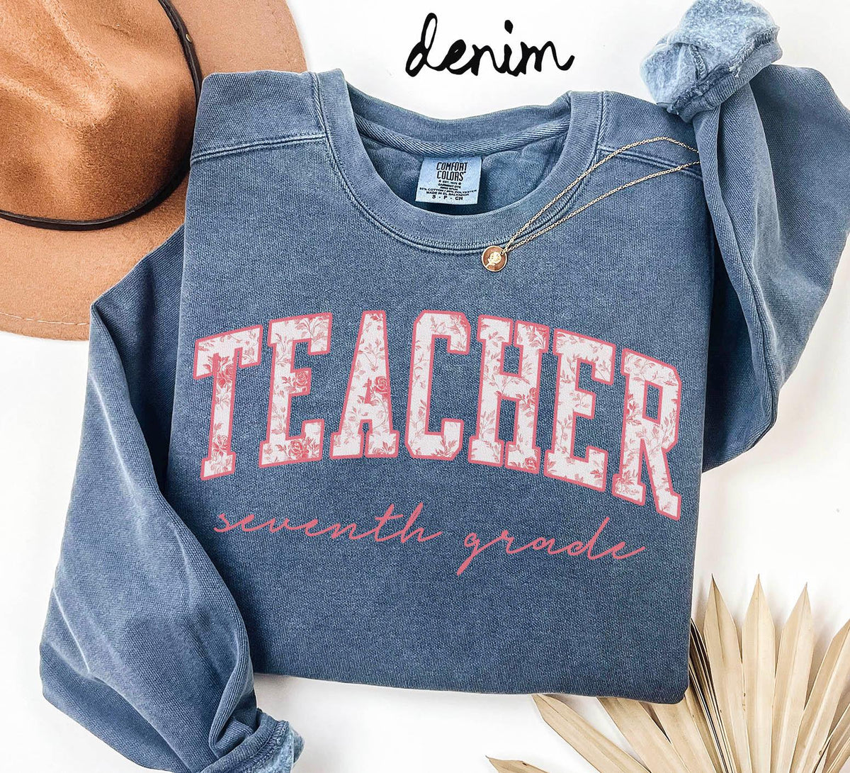Seventh Grade Teacher Appreciation Sweatshirt Seventh Grade Teacher Gifts Graduation Gifts Pink Toile Crewneck Shirt Women Sweatshirt – Feel-Good Design · Great Gift For Fans
