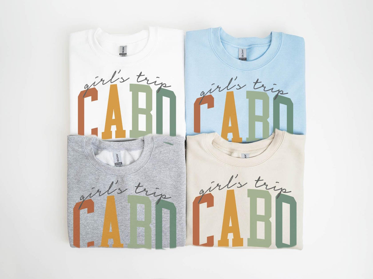 Cabo Mexico Sweatshirt Girls Trip Sweatshirt Matching Group Crewneck Shirt Long Sleeve Sweatshirt – Premium Graphic · Must-Have Style