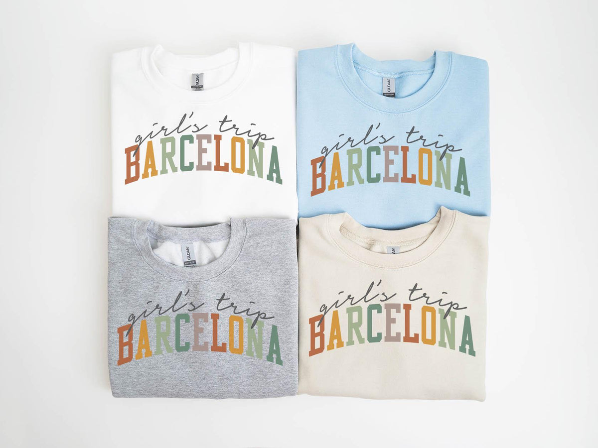 Barcelona Spain Sweatshirt Girls Trip Sweatshirt Matching Group Crewneck Shirt Long Sleeve Sweatshirt – Fan Favorite · Trending Graphic Apparel