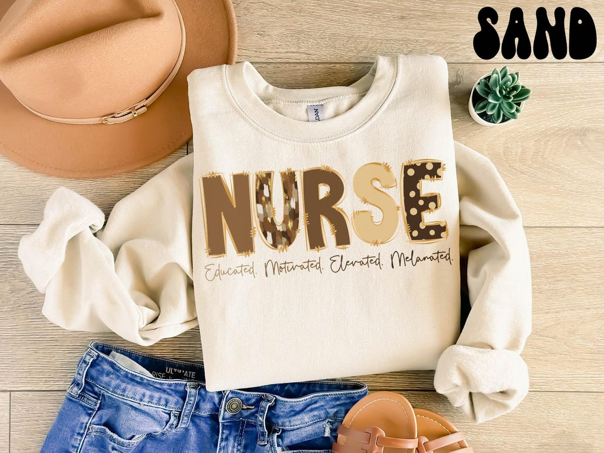 Melanated Nurse Life Sweatshirt Black RN Gifts Black History Month Crewneck Shirt Women Sweatshirt – Easygoing Wear · Must-Have Style