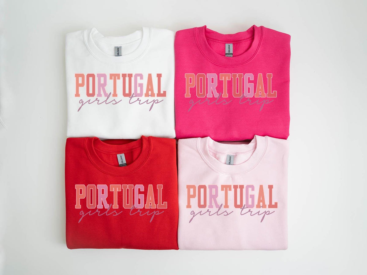 Portugal Sweatshirt Girls Trip Sweatshirt Vacation Matching Group Crewneck Shirt Long Sleeve Sweatshirt – Everyday Comfort · High-Quality Print