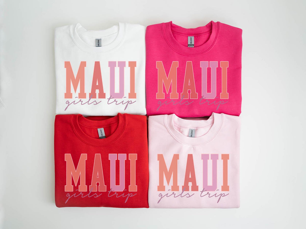Maui Hawaii Sweatshirt Girls Trip Sweatshirt Vacation Matching Group Crewneck Shirt Long Sleeve Sweatshirt – Bold Style · Top Pick For Any Outfit