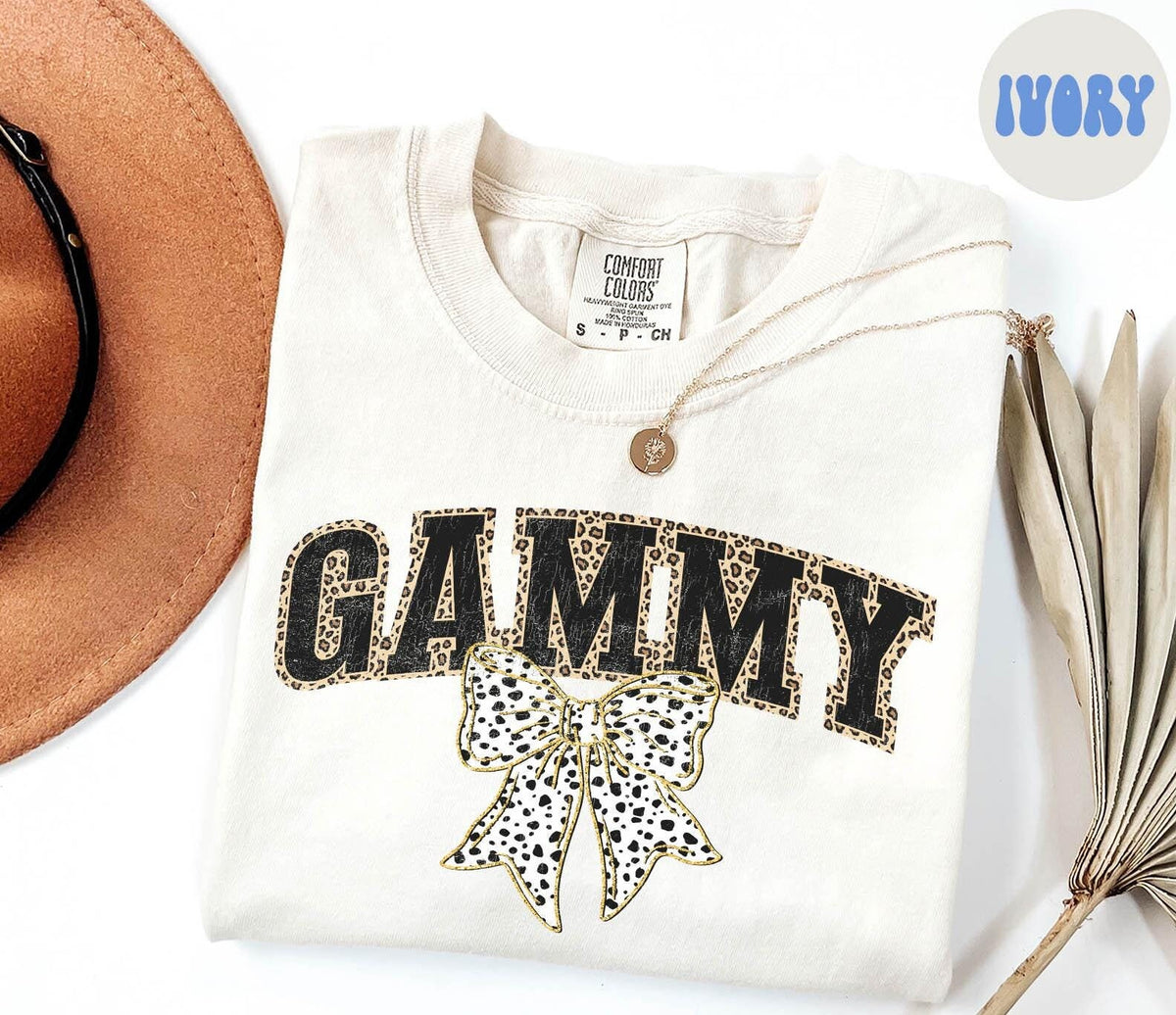 Gammy Shirt Grandma Gifts Leopard Print Tshirt Dalmatian Dots Bow Coquette Tee Women Graphic Tee – Warm & Stylish · Must-Have Style