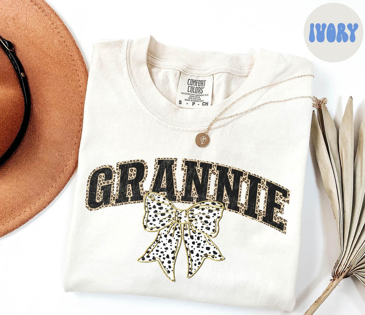 Grannie Shirt Grandma Gifts Leopard Print Tshirt Dalmatian Dots Bow Coquette Tee Women Graphic Tee – Premium Graphic · Perfect For Daily Wear