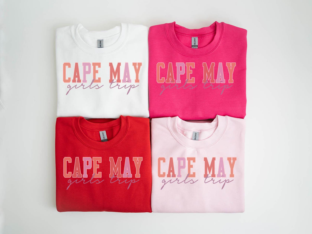 Cape May Sweatshirt Girls Trip Sweatshirt Vacation Matching Group Crewneck Shirt Long Sleeve Sweatshirt – Everyday Comfort · Top Pick For Any Outfit