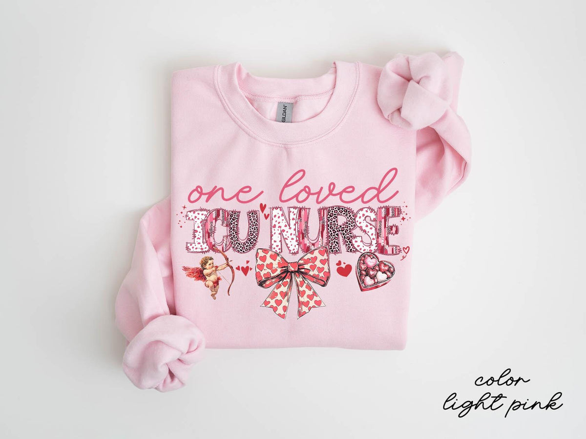 ICU Nurse Life Valentine39s Day Sweatshirt ICU Nurse Gifts Brushstroke Coquette Bow Crewneck Shirt Women Sweatshirt – Feel-Good Design · Trending Graphic Apparel