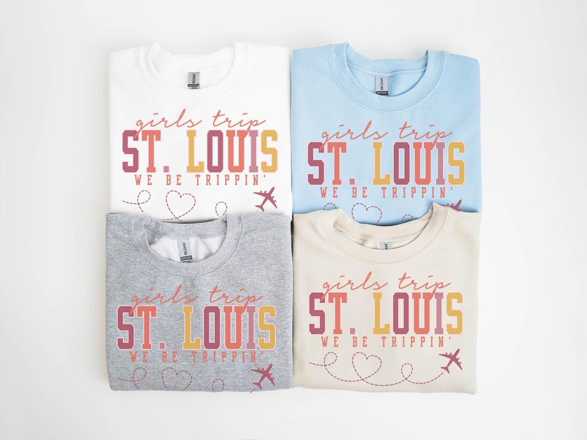 St Louis Missouri Sweatshirt Girls Trip Sweatshirt Friends Vacation Matching Group Crewneck Shirt Besties Sweatshirt – Soft Feel · Must-Have Style