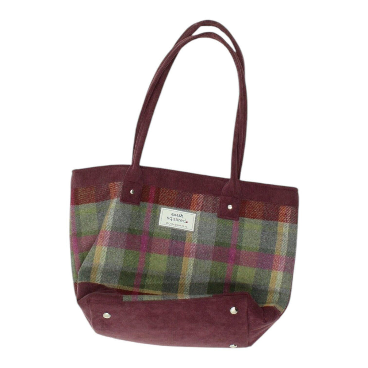 Earth Squared Womens Purple Check Tote Bag Handbag Designer Bag VTG Tote Bag – Aesthetic Look · Must-Have Style