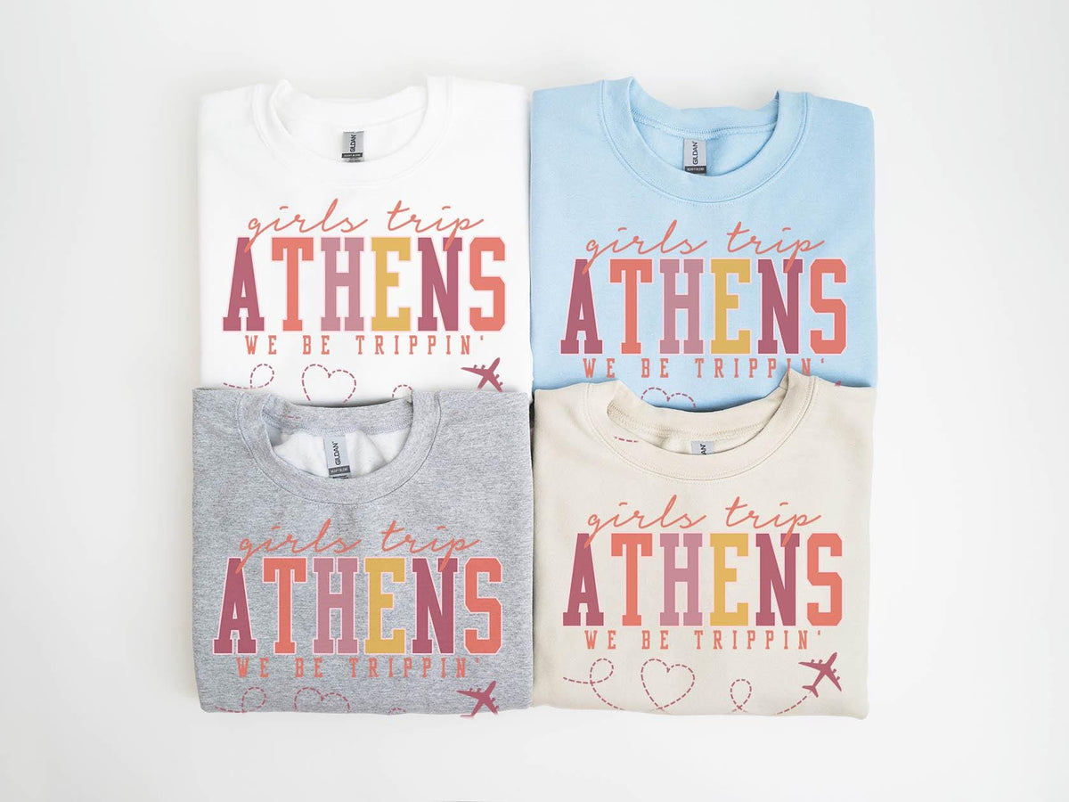 Athens Greece Sweatshirt Girls Trip Sweatshirt Friends Vacation Matching Group Crewneck Shirt Besties Sweatshirt – Warm & Stylish · Trending Graphic Apparel