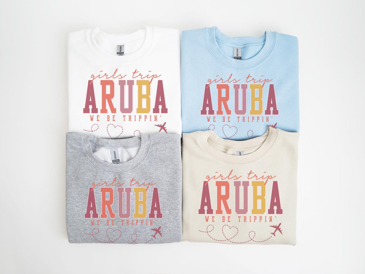Aruba Sweatshirt Girls Trip Sweatshirt Friends Vacation Matching Group Crewneck Shirt Besties Sweatshirt – Cozy Vibes · Great Gift For Fans