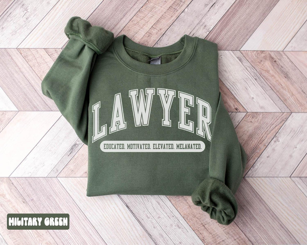 Melanated Lawyer Sweatshirt Black Law School Student Gifts Graduation Gifts Black History Month Crewneck Shirt Women Sweatshirt – Bold Style · High-Quality Print