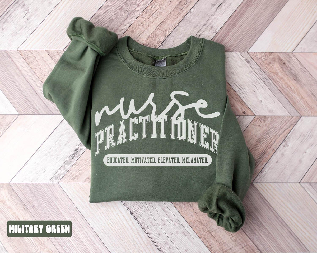 Melanated Nurse Practitioner Sweatshirt Black NP Gifts Graduation Gifts Black History Month Crewneck Shirt Women Sweatshirt – Soft Feel · Perfect For Daily Wear