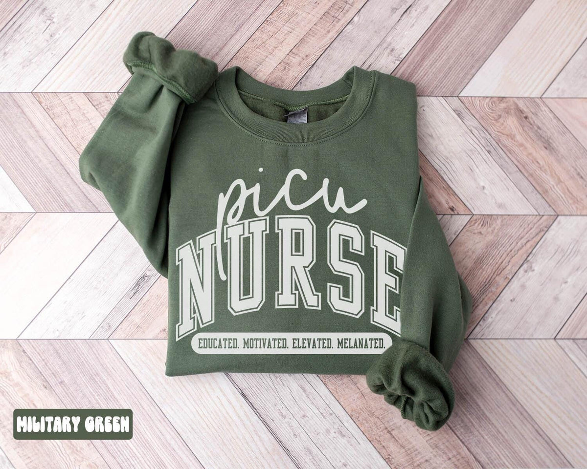 Melanated PICU Nurse Sweatshirt Black PICU Nurse Gifts Graduation Gifts Black History Month Crewneck Shirt Women Sweatshirt – Aesthetic Look · Must-Have Style