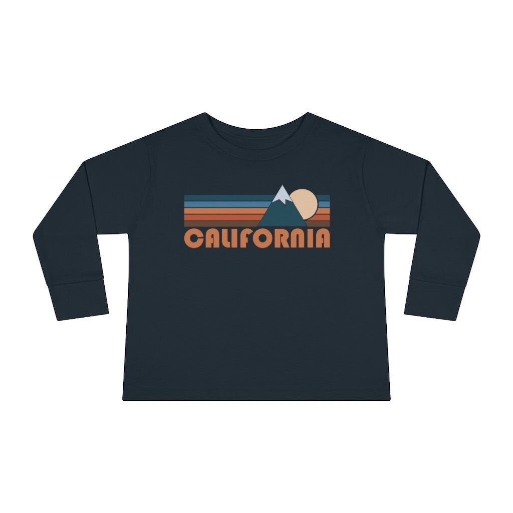 California Toddler Long Sleeve Shirt Retro Mountain Unisex Toddler California T Shirt Personalization Available Graphic Tee – Fan Favorite · Top Pick For Any Outfit