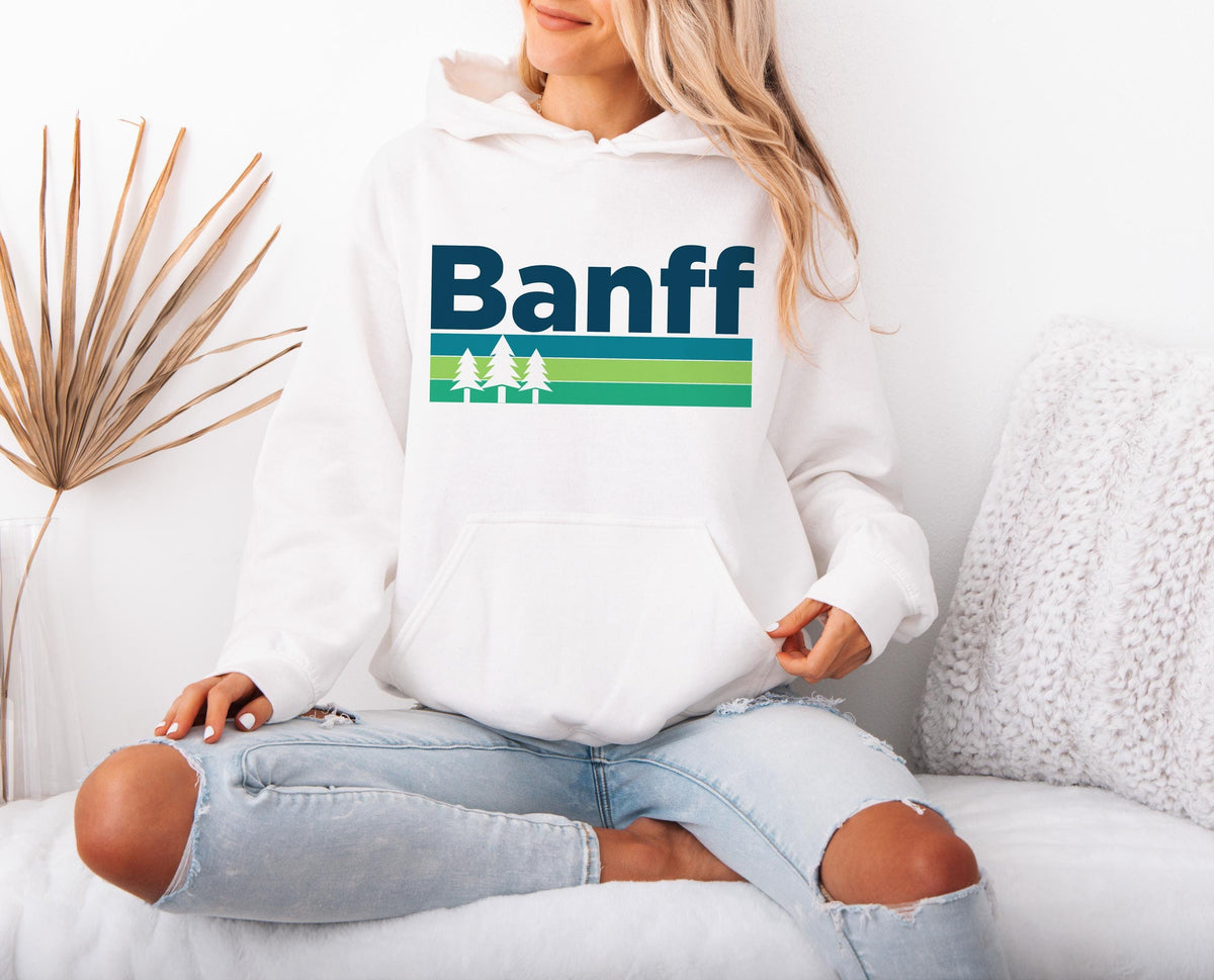 Banff Hoodie Retro Camping Unisex Banff Alberta Canada HoodieSweatshirt Personalization Available Hoodie – Aesthetic Look · Great Gift For Fans