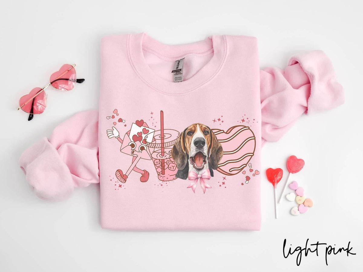 Foxhound Dog Valentine39s Day Sweatshirt Valentines Foxhound Gifts Dog Mom Crewneck Shirt Long Sleeve Sweatshirt – Everyday Comfort · Must-Have Style