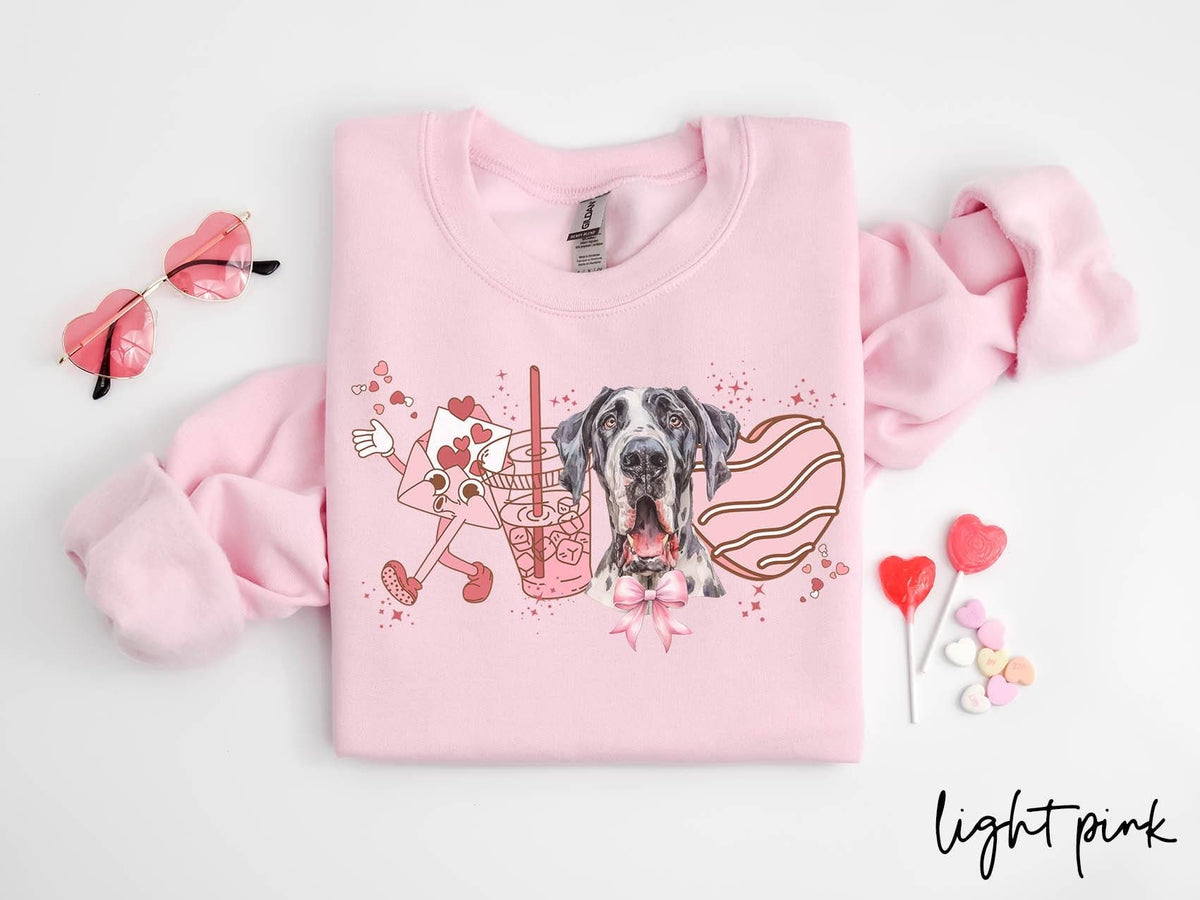 Great Dane Dog Valentine39s Day Sweatshirt Valentines Great Dane Gifts Dog Mom Crewneck Shirt Long Sleeve Sweatshirt – Soft Feel · Must-Have Style