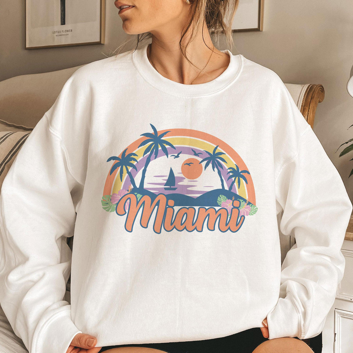 Miami Florida Sweatshirt Unisex Retro Beach Crewneck Miami Sweatshirt Personalization Available Sweatshirt – Feel-Good Design · Must-Have Style