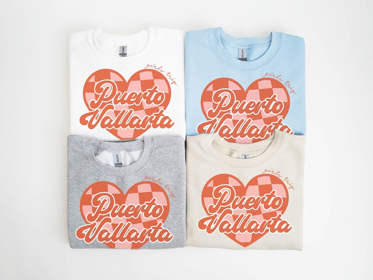 Puerto Vallarta Mexico Girls Trip Sweatshirt Girls Trip Favors Friends Trip Sweatshirt Matching Gifts Group Crewneck Shirt Long Sleeve Sweatshirt – Bold Style · High-Quality Print