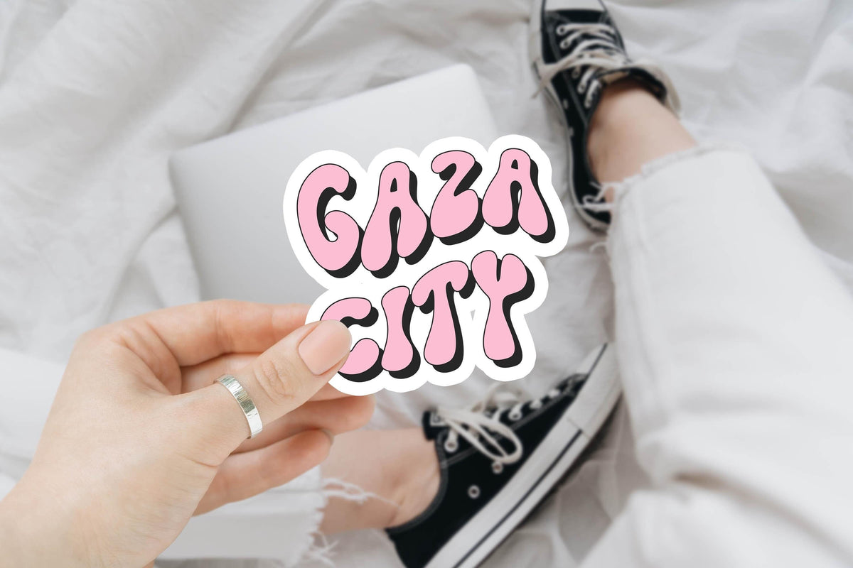 Gaza City Sticker Palestine Gifts Kiss Cut Sticker Trendy Sticker Cute Sticker Laptop Decal Graphic Tee – Feel-Good Design · High-Quality Print