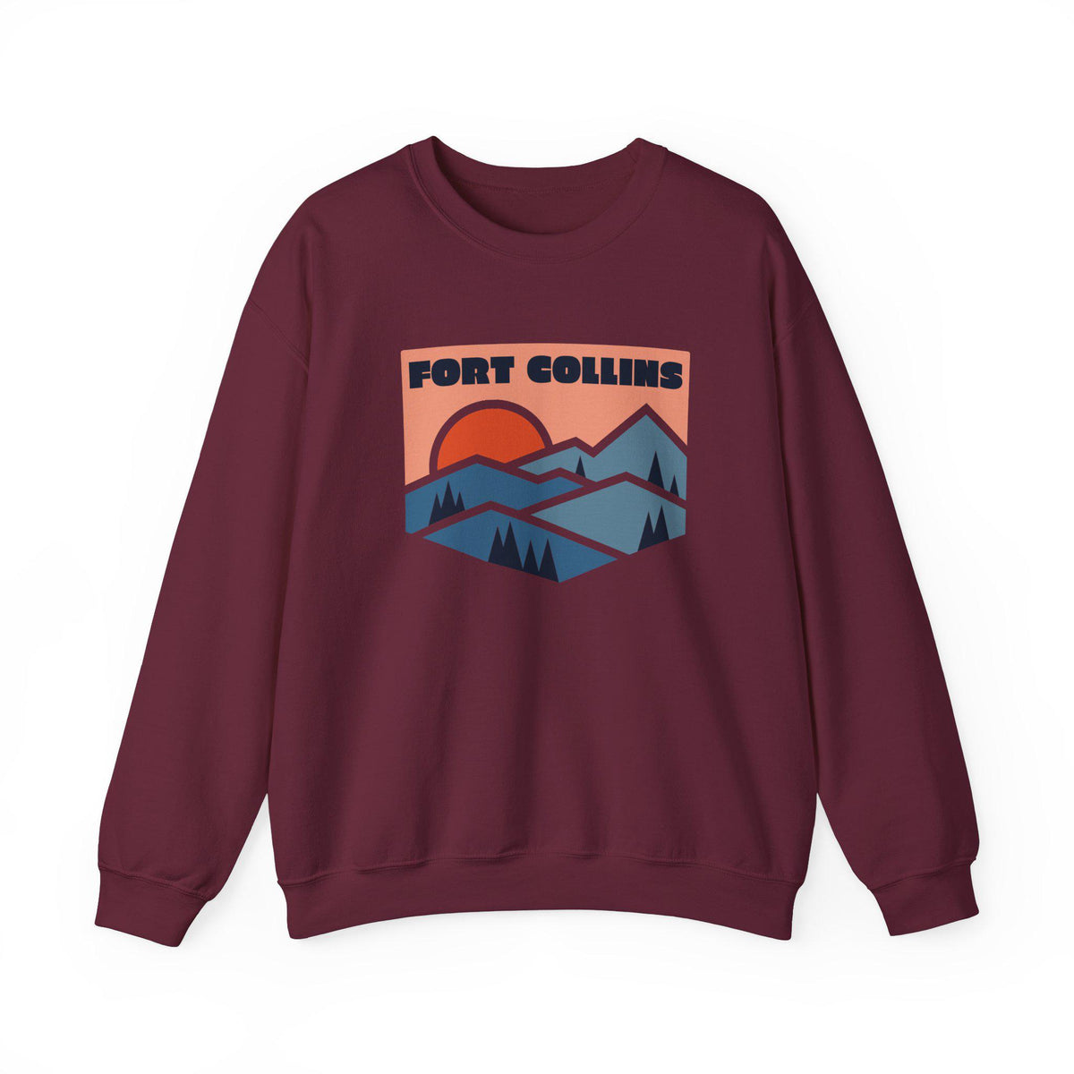 Fort Collins Colorado Sweatshirt Retro Mountains Fort Collins Unisex Graphic Crewneck Sweatshirt – Premium Graphic · High-Quality Print