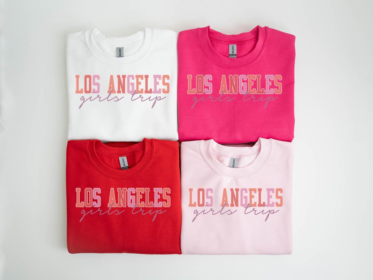 Los Angeles LA Sweatshirt Girls Trip Sweatshirt Vacation Matching Group Crewneck Shirt Long Sleeve Sweatshirt – Warm & Stylish · Must-Have Style