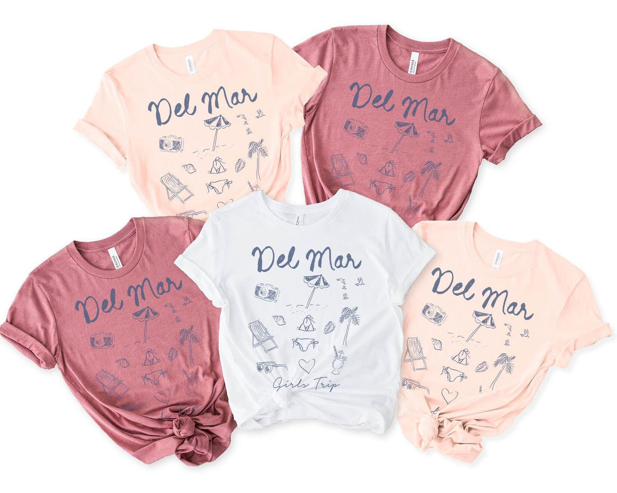 Del Mar California Shirts Girls Trip Tshirt Girls Trip Favors Matching Vacation Tee Girls Weekend Group Girls Night Out Besties Graphic Tee – Fan Favorite · Great Gift For Fans