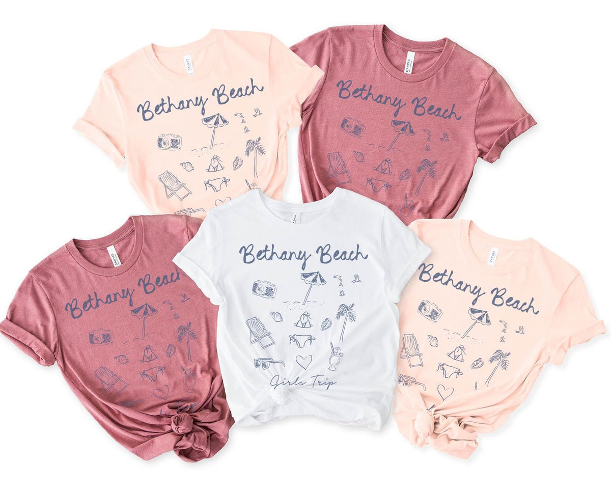 Bethany Beach Delaware Shirts Girls Trip Tshirt Girls Trip Favors Matching Vacation Tee Girls Weekend Group Girls Night Out Besties Graphic Tee – Aesthetic Look · Must-Have Style