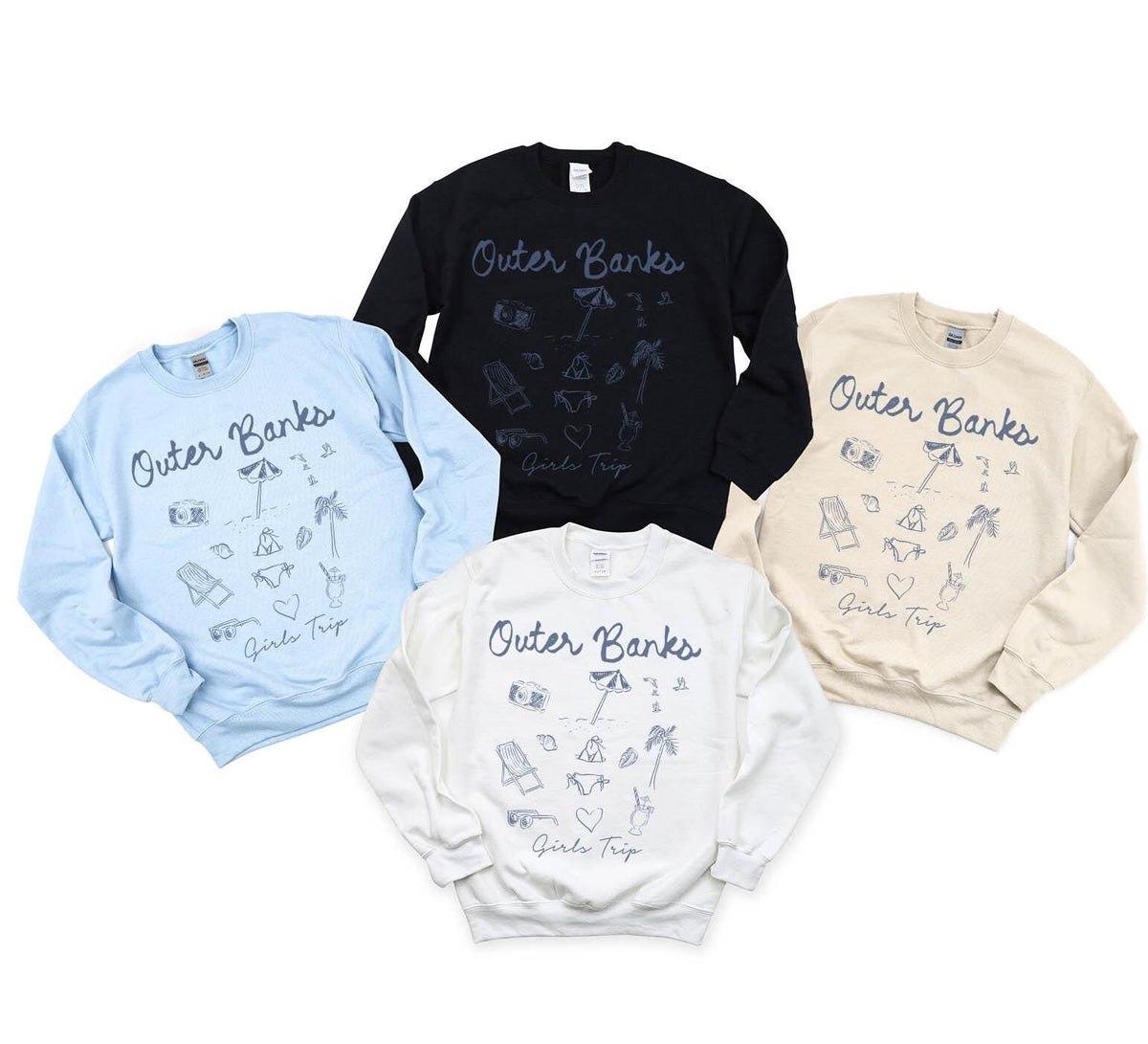 Outer Banks Sweatshirt Girls Trip Favors Friends Trip Sweatshirt Matching Gifts Group Crewneck Shirt Long Sleeve Sweatshirt – Aesthetic Look · Great Gift For Fans