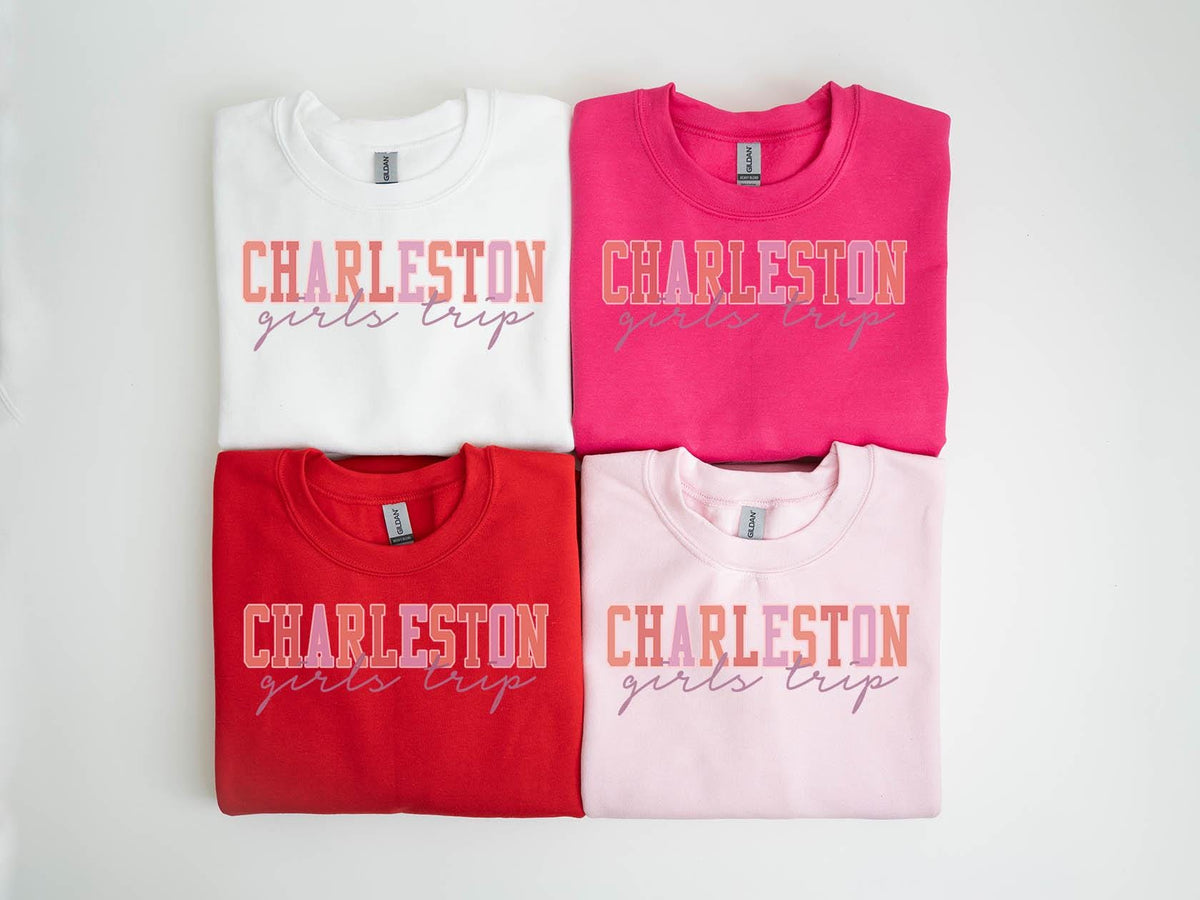 Charleston North Carolina Sweatshirt Girls Trip Sweatshirt NC Vacation Matching Group Crewneck Shirt Long Sleeve Sweatshirt – Warm & Stylish · High-Quality Print