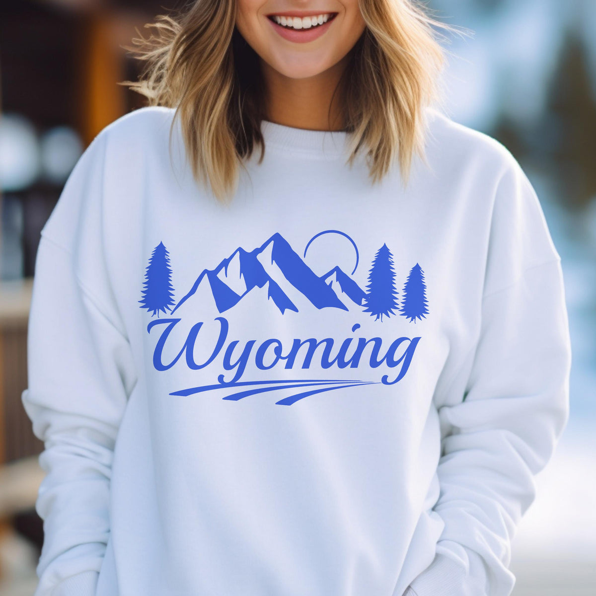 Wyoming Sweatshirt Unisex Mountain Wyoming Sweatshirt Personalization Available Sweatshirt – Aesthetic Look · High-Quality Print