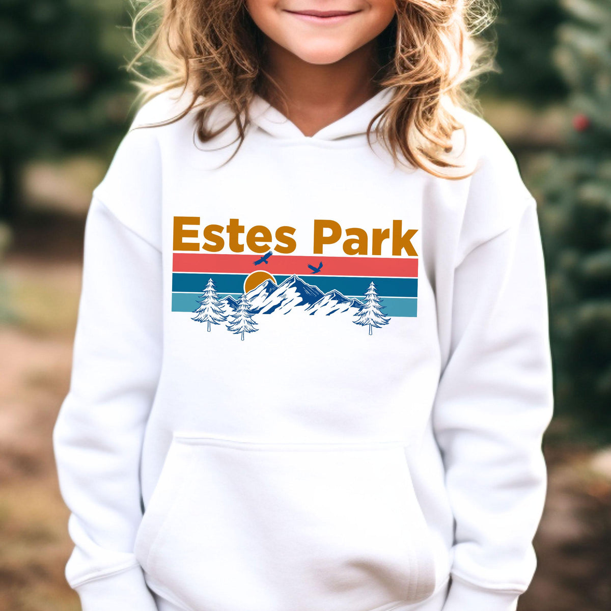 Estes Park Colorado Youth Hoodie Sweatshirt Mountain Sunset Unisex Estes Park Youth Sweatshirt Personalization Available Hoodie – Cozy Vibes · High-Quality Print