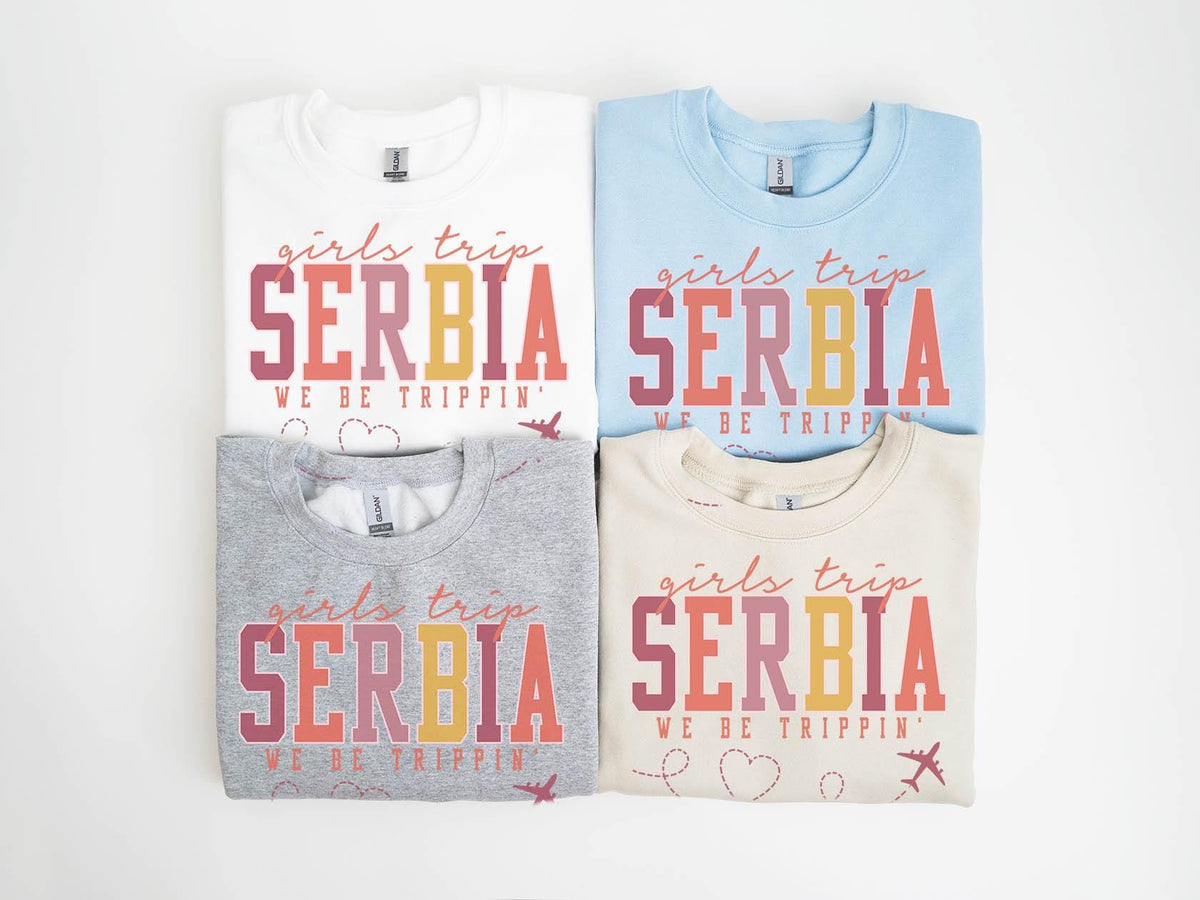 Serbia Sweatshirt Girls Trip Sweatshirt Friends Vacation Matching Group Crewneck Shirt Besties Sweatshirt – Aesthetic Look · Trending Graphic Apparel