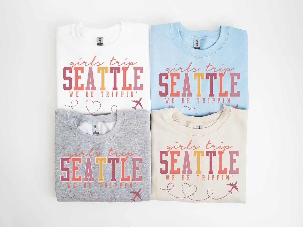 Seattle Washington Sweatshirt Girls Trip Sweatshirt Friends Vacation Matching Group Crewneck Shirt Besties Sweatshirt – Feel-Good Design · Trending Graphic Apparel