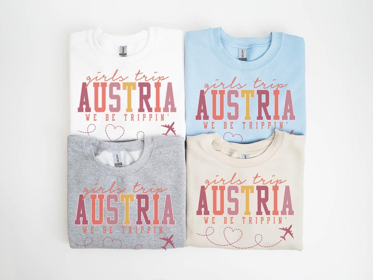 Austria Sweatshirt Girls Trip Sweatshirt Friends Vacation Matching Group Crewneck Shirt Besties Sweatshirt – Soft Feel · Top Pick For Any Outfit