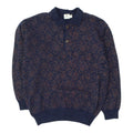 Belfe Mens Collared Jumper Vintage Navy Patterned Button Up Designer Sweater Graphic Tee – Soft Feel · High-Quality Print