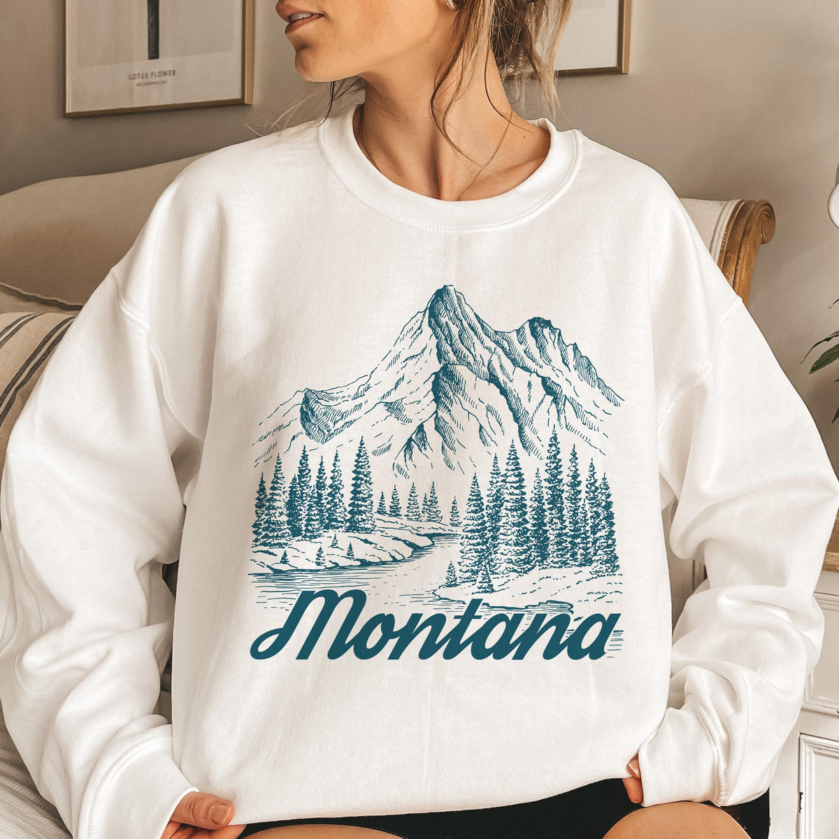 Montana Sweatshirt Mountain Illustration Graphic Crewneck Sweatshirt – Everyday Comfort · Must-Have Style