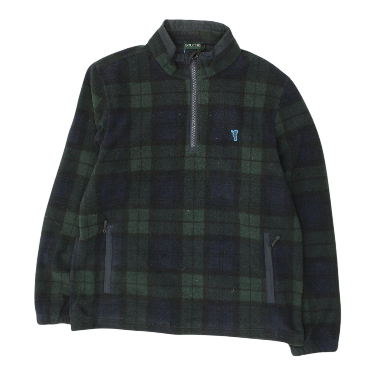 Golfino 12 Zip Fleece Mens Green Blue Check Golf Sports Outerwear Jacket Graphic Tee – Bold Style · High-Quality Print