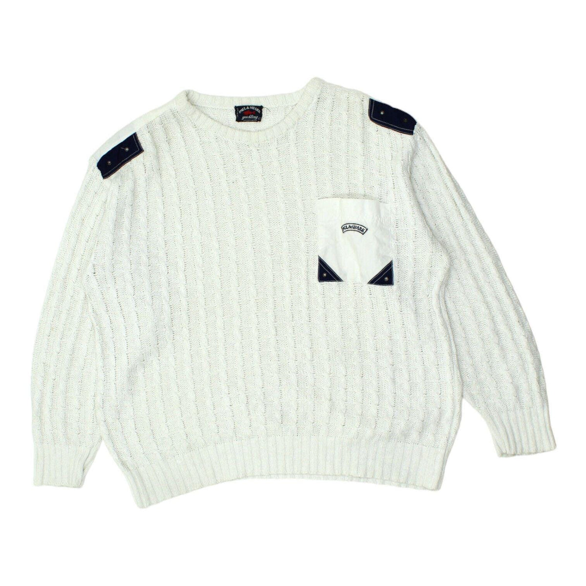 Paul Shark Mens Jumper Vintage High End Designer White Wool Cable Knit VTG Graphic Tee – Fan Favorite · High-Quality Print