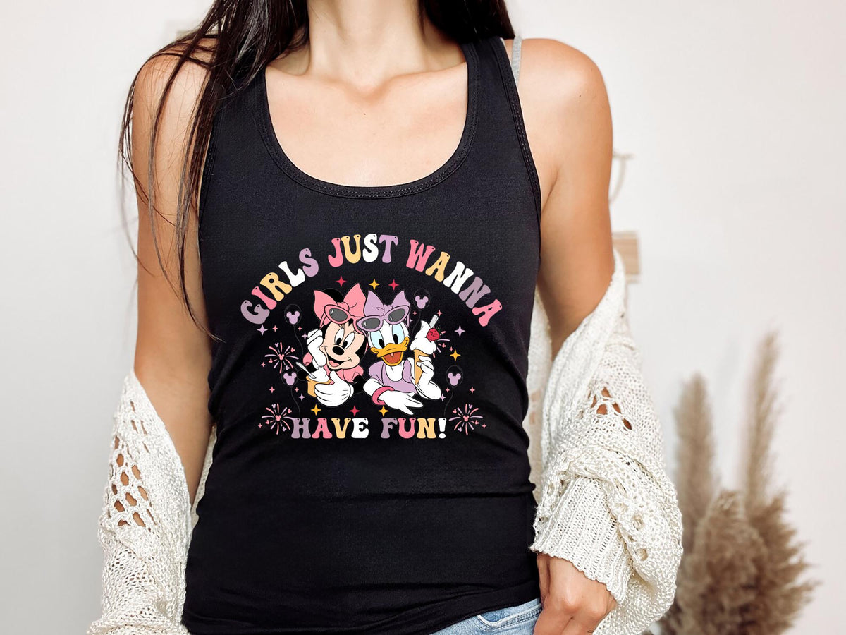 Disney Minnie Daisy Summer Tank Top Girls Just Wanna Have Sun Disney Besties Tank Top Disneyworld Tank Disney Summer Tank Tops Tank Top – Soft Feel · Great Gift For Fans