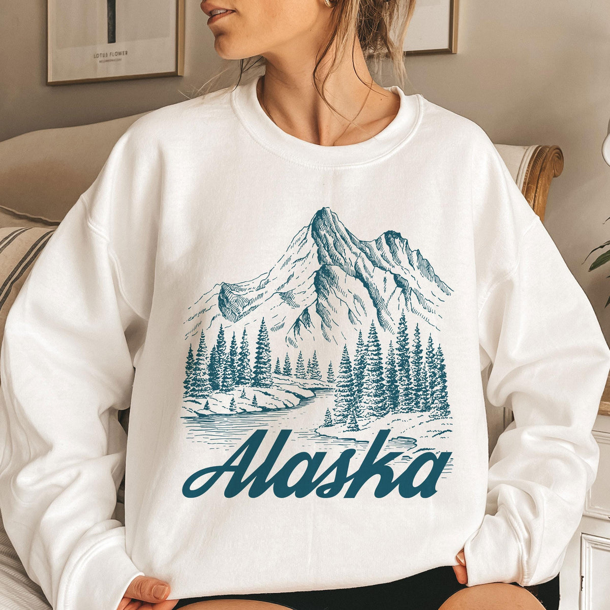 Alaska Sweatshirt Mountain Illustration Graphic Crewneck Sweatshirt – Easygoing Wear · Top Pick For Any Outfit