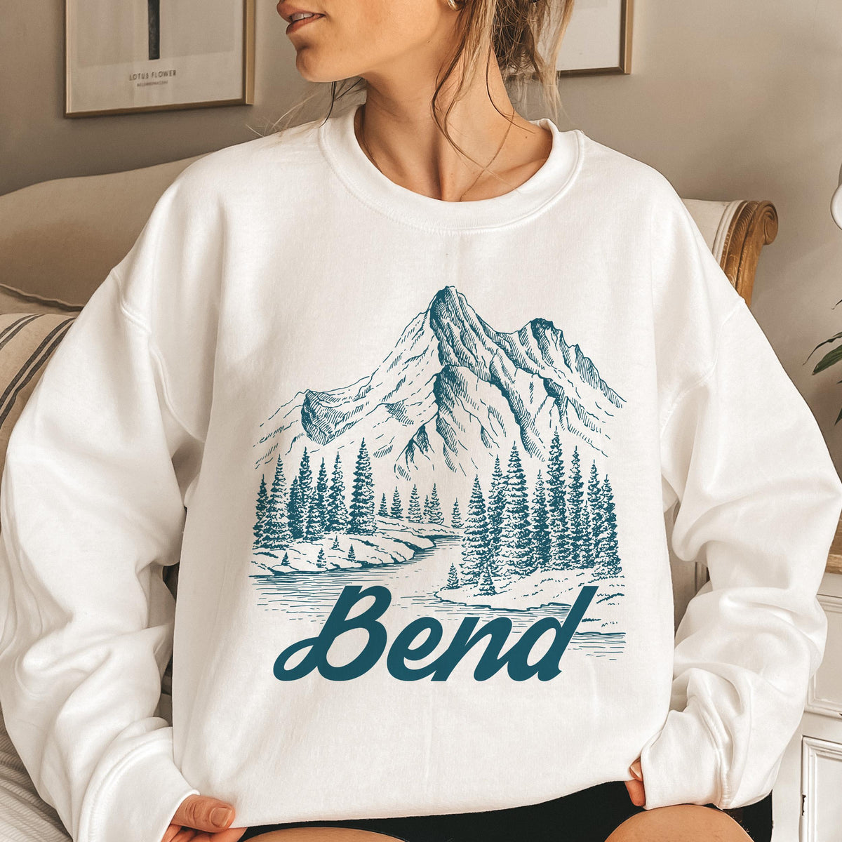 Bend Oregon Sweatshirt Mountain Illustration Graphic Crewneck Sweatshirt – Everyday Comfort · Trending Graphic Apparel