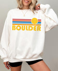Boulder Colorado Sweatshirt Retro Sunset Unisex Boulder Sweatshirt Personalization Available Sweatshirt – Aesthetic Look · Perfect For Daily Wear