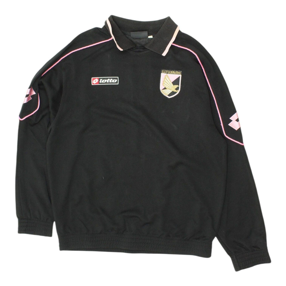 Palermo FC Collared Sweatshirt Lotto Mens Black Italian Football Sports Jumper Sweatshirt – Easygoing Wear · High-Quality Print