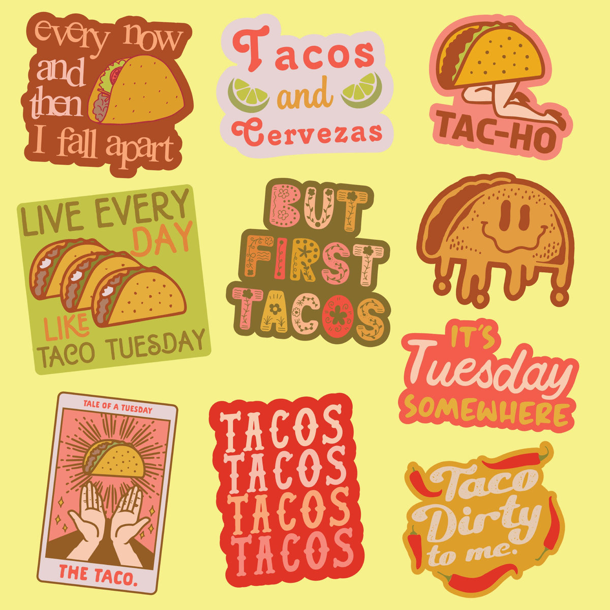 Taco Stickers Extra Large Stickers for Adults Funny Adhesives with Memes Taco Tuesday Stickers Stickers For DIY Crafts and Scrapbooking Graphic Tee – Bold Style · Great Gift For Fans